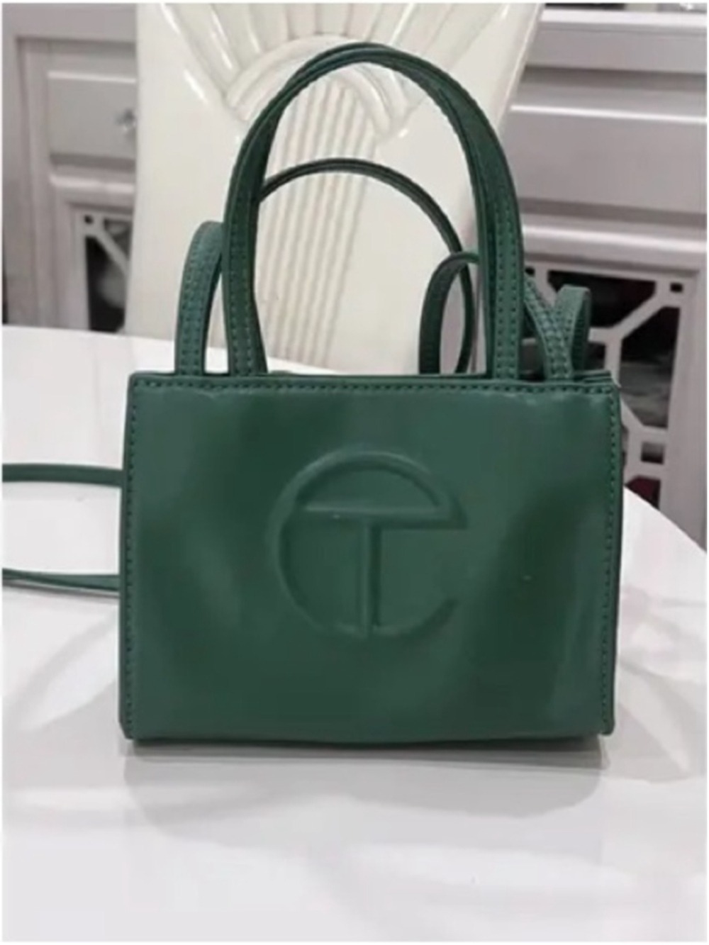 Telfar Small Shopping Bag Green Vegan Leather Tote